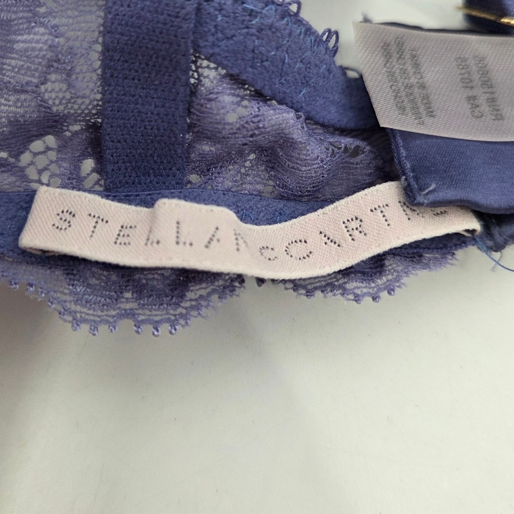 Stella McCartney SZ 34C Blue Demi Padded Plunge Lace Underwire Bra Tee Shirt - Picture 3 of 6